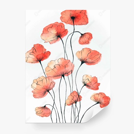 Fototapete zarte mohnblumen in aquarell – Pixers®