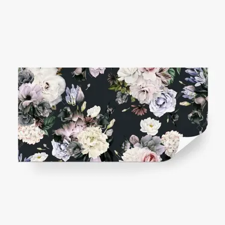 Fototapete zartes aquarell-blumenmuster auf dunklem hintergrund – Pixers®