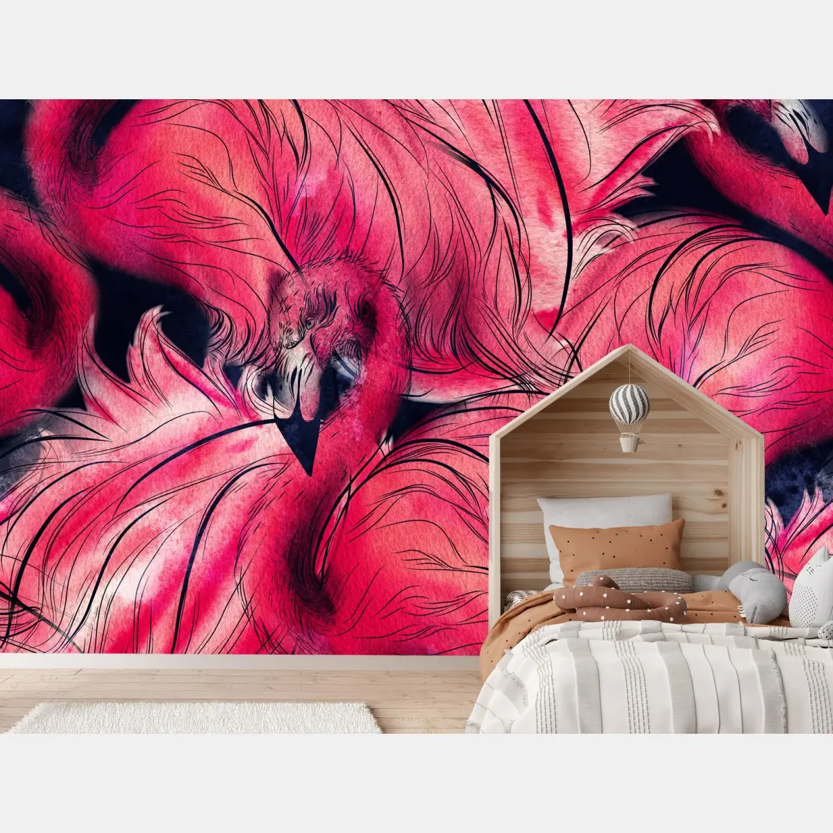Fototapete rosa flamingo aquarellmuster – Pixers®