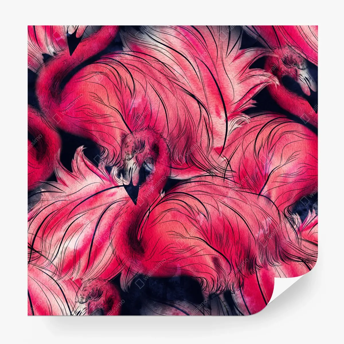 Fototapete rosa flamingo aquarellmuster – Pixers®