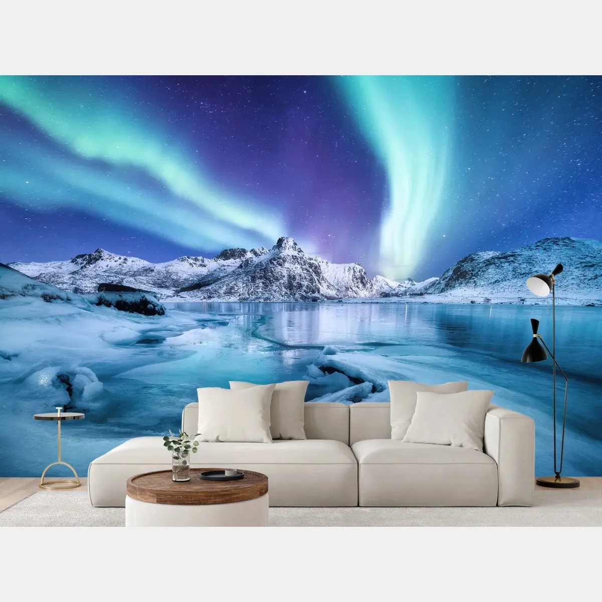 Fototapete nordlicht über Lofoten, Norwegen – Pixers®