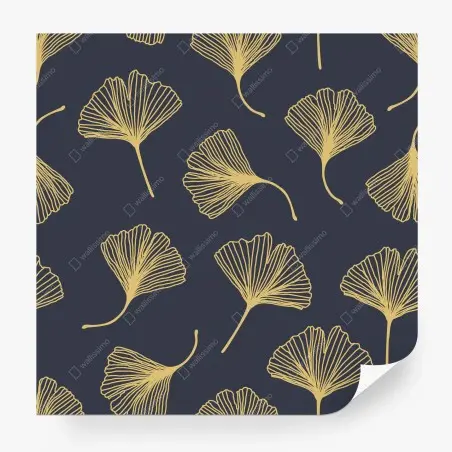 Fototapete goldene ginkgoblätter auf marineblauem hintergrund – Pixers®