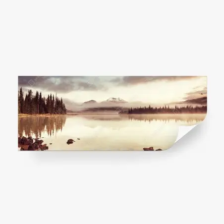 Fototapete ruhiger morgensee mit bergspiegelung in Oregon – Pixers®