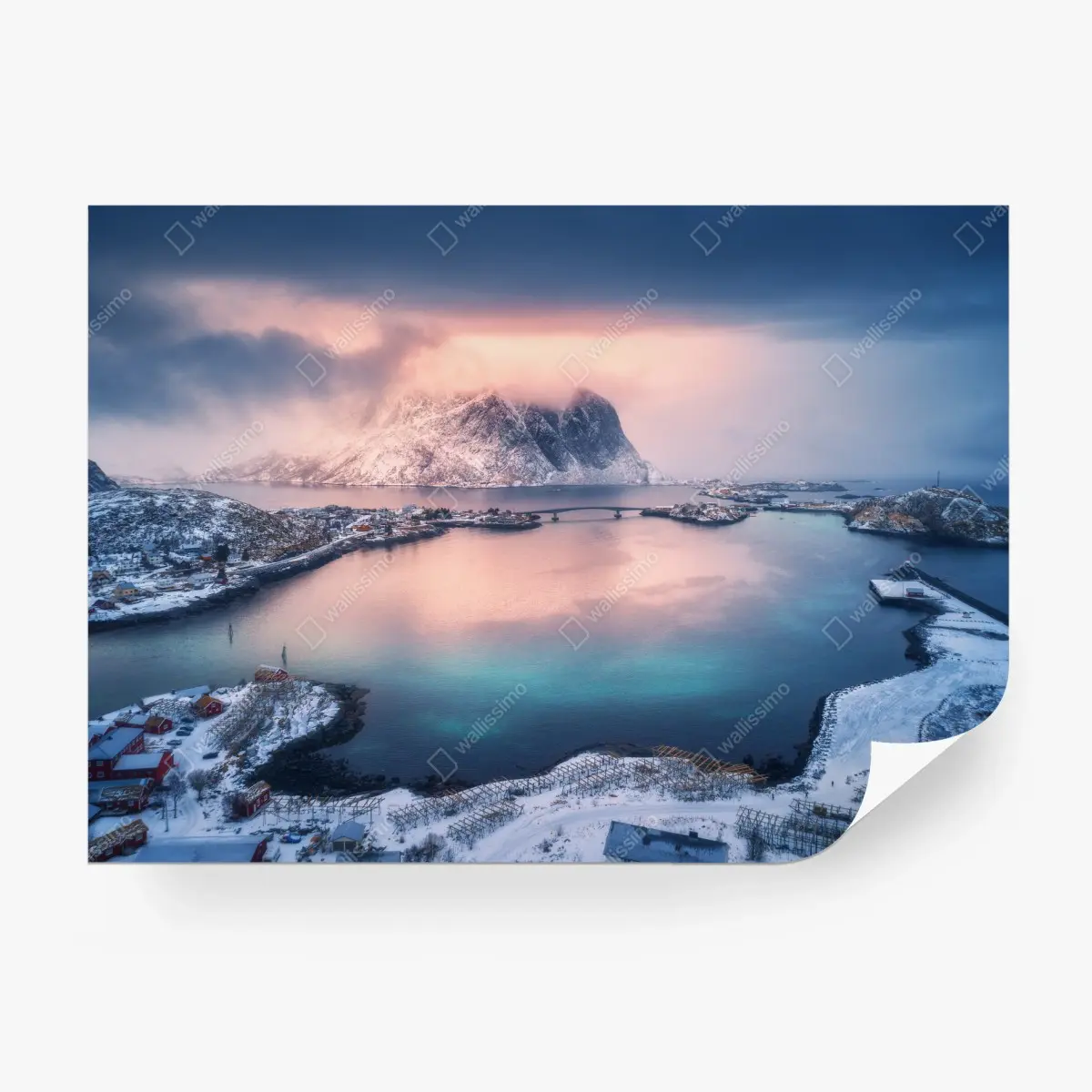 Fototapete ruhige pastell-fjordlandschaft im winter – Pixers®