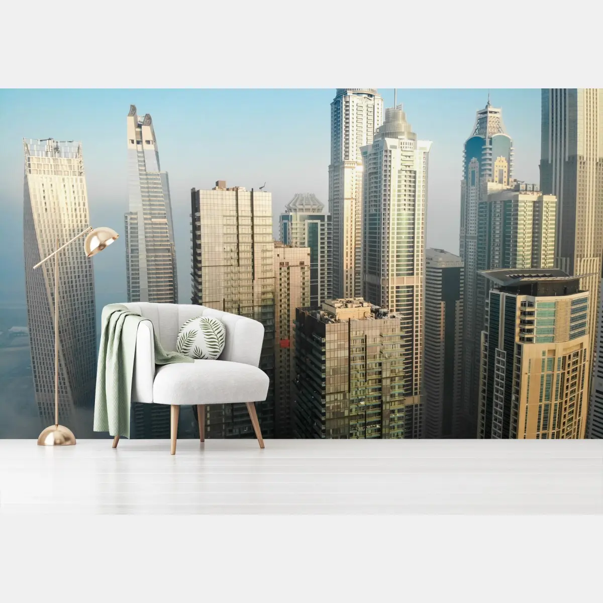 Fototapete Dubai Marina skyline im morgendlichen nebel – Pixers®