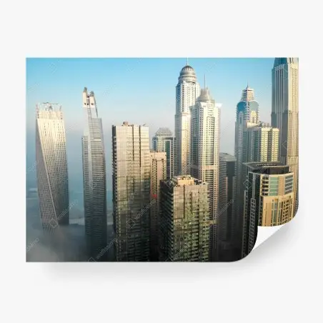 Fototapete Dubai Marina skyline im morgendlichen nebel – Pixers®