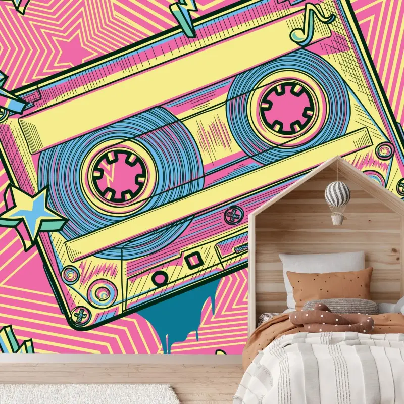 Fototapete retro kassette im pop-art stil