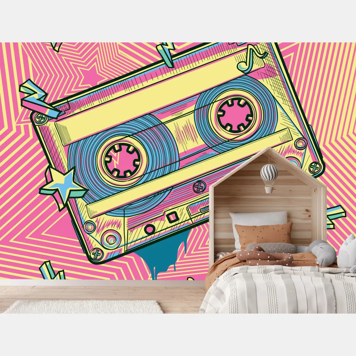 Fototapete retro kassette im pop-art stil – Pixers®