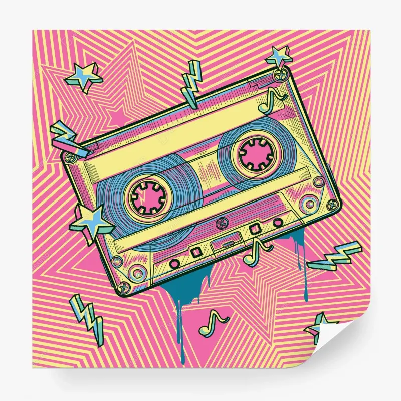 Fototapete retro kassette im pop-art stil