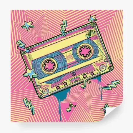 Fototapete retro kassette im pop-art stil – Pixers®