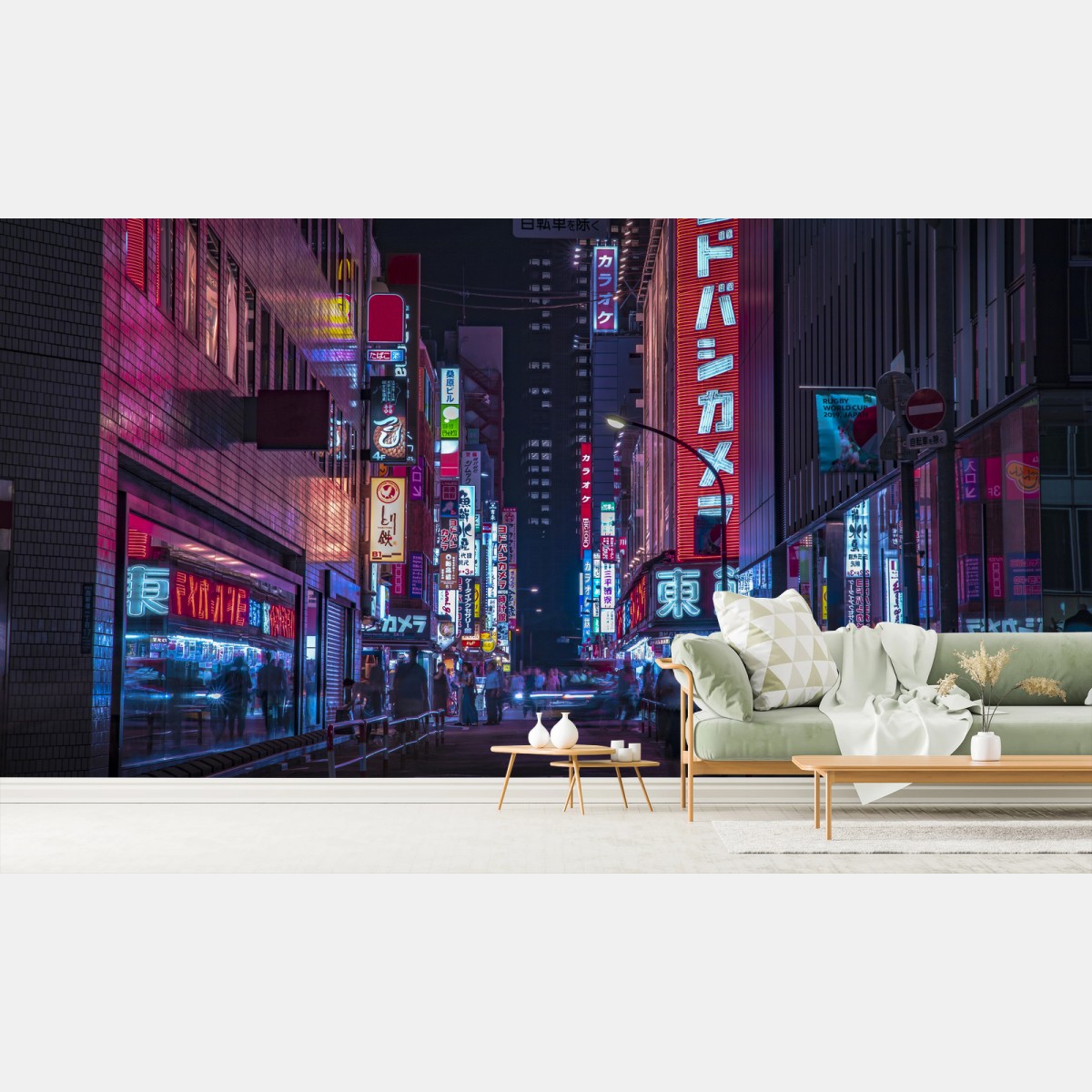 Fototapete neonbeleuchtete straße in Tokio bei nacht – Pixers®