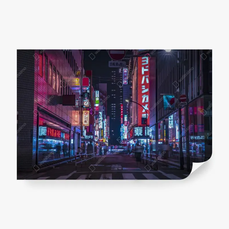 Fototapete neonbeleuchtete straße in Tokio bei nacht