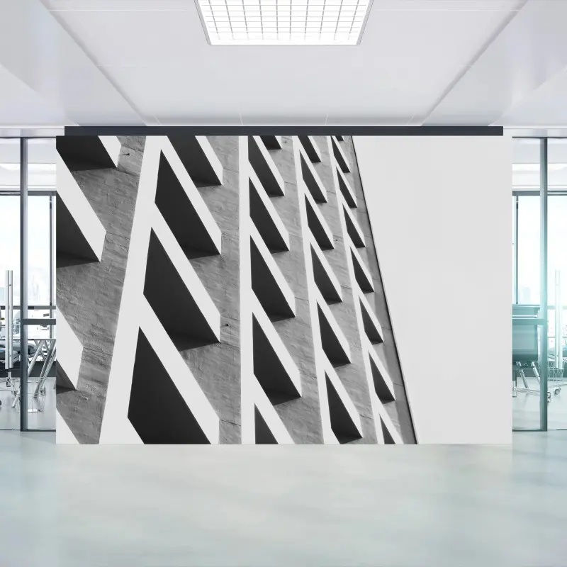 Fototapete geometrische fassade in schwarzweiß