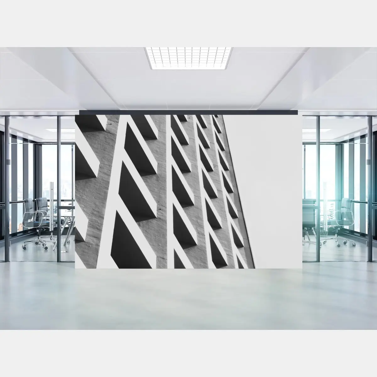 Fototapete geometrische fassade in schwarzweiß – Pixers®