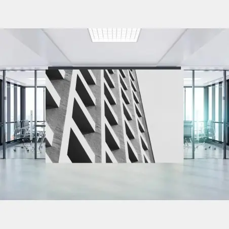 Fototapete geometrische fassade in schwarzweiß – Pixers®