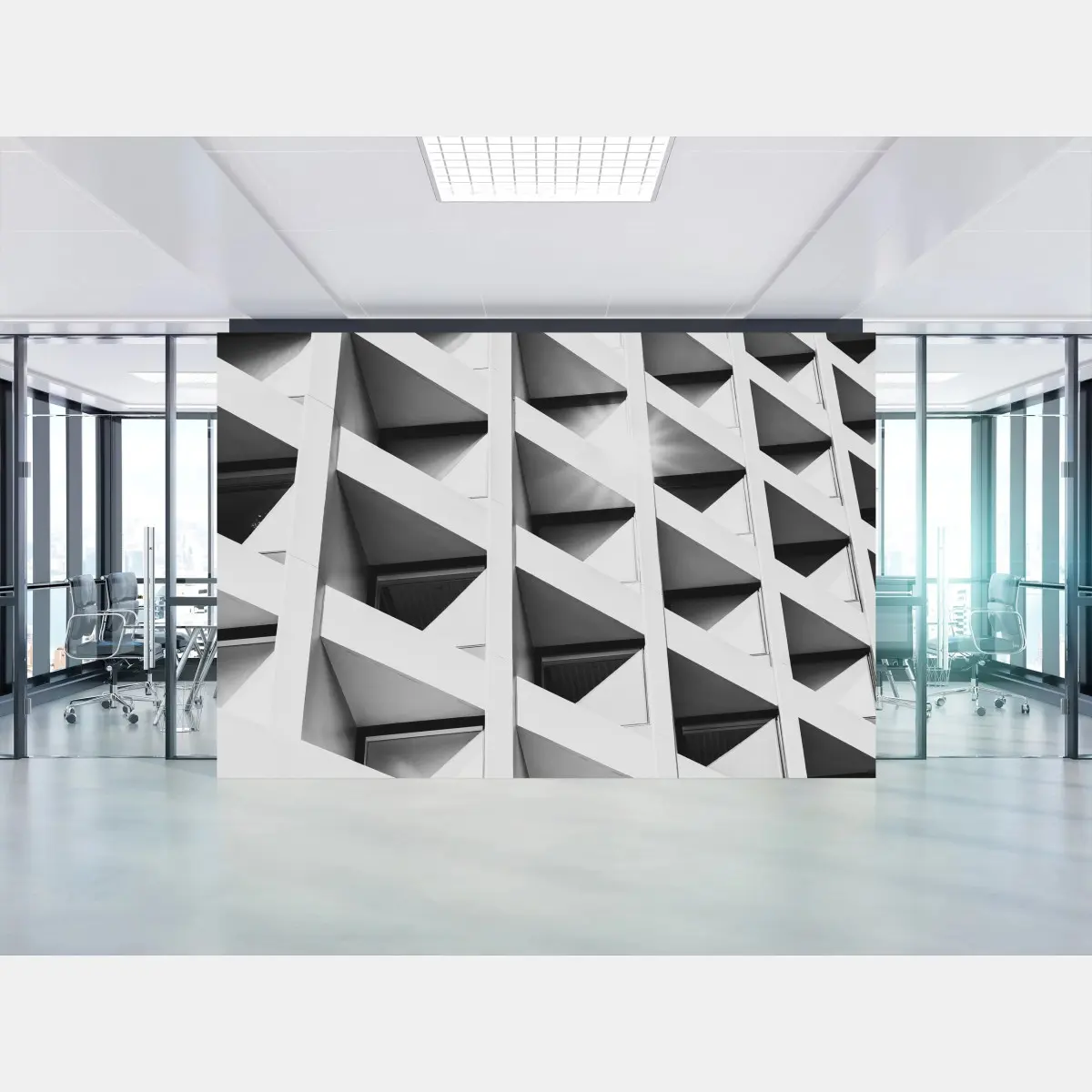 Fototapete moderne geometrische fassade in monochrom – Pixers®