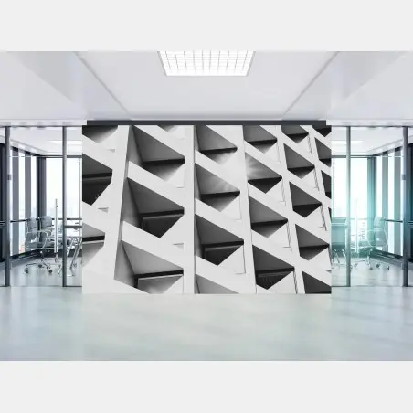 Fototapete moderne geometrische fassade in monochrom – Pixers®