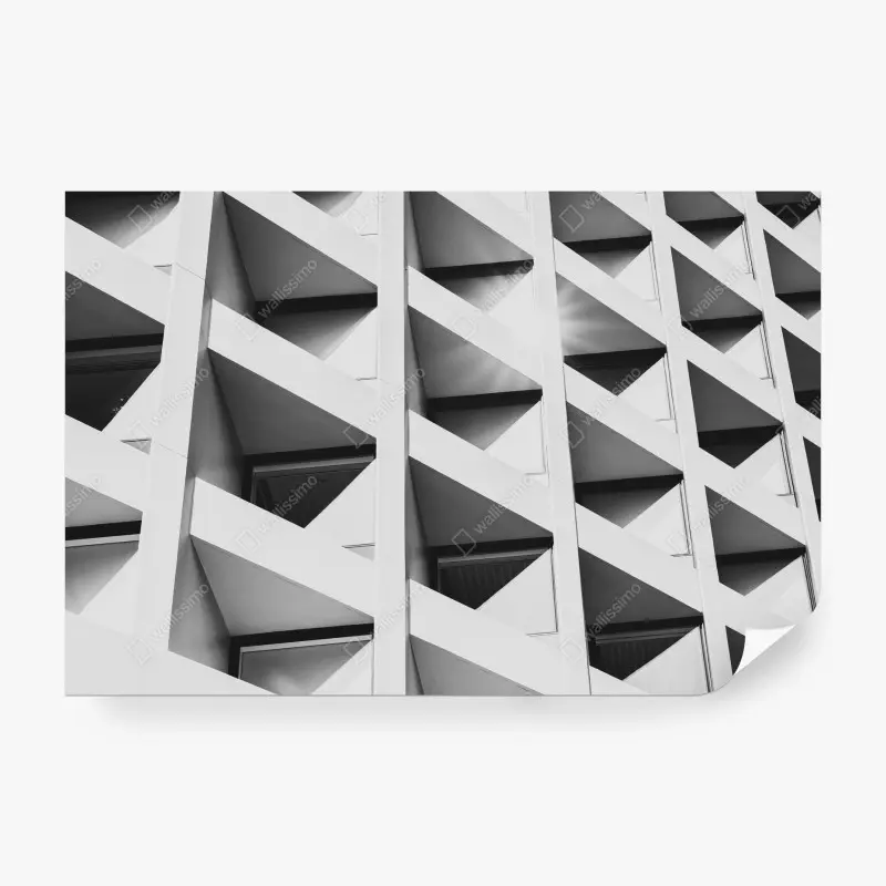 Fototapete moderne geometrische fassade in monochrom