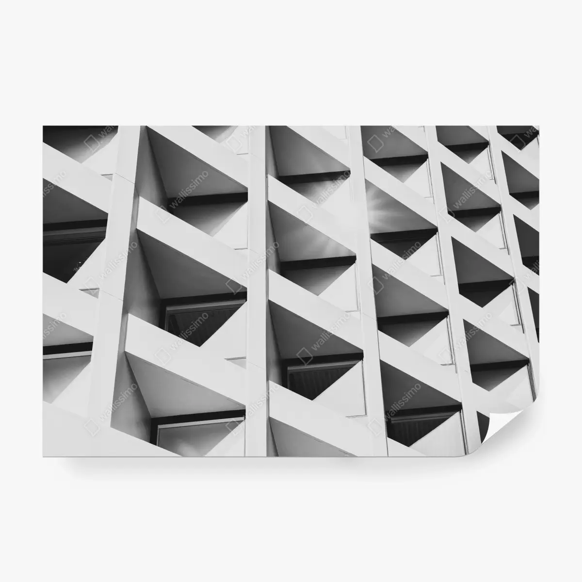 Fototapete moderne geometrische fassade in monochrom – Pixers®