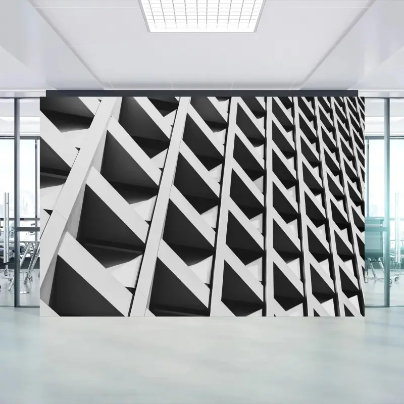 Fototapete geometrische gebäudefassade in schwarzweiß