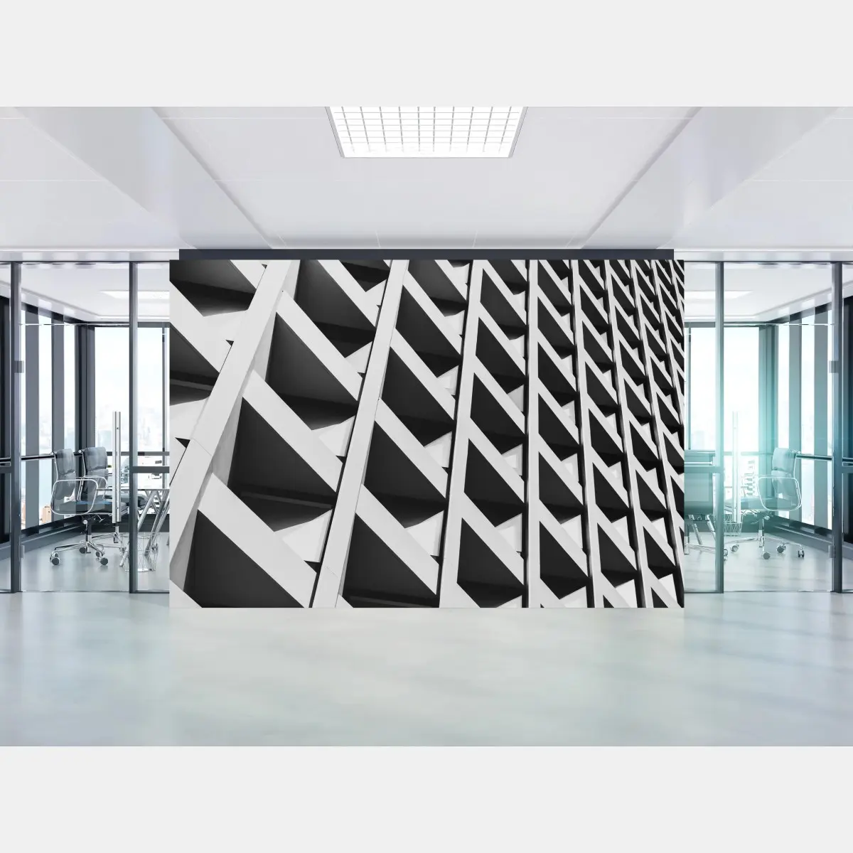 Fototapete geometrische gebäudefassade in schwarzweiß – Pixers®