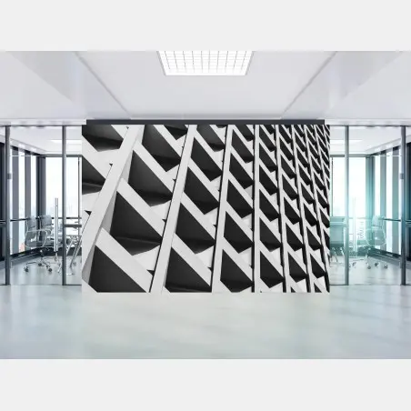 Fototapete geometrische gebäudefassade in schwarzweiß – Pixers®