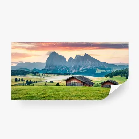 Fototapete sonnenaufgang über Seiser Alm, Dolomiten – Pixers®