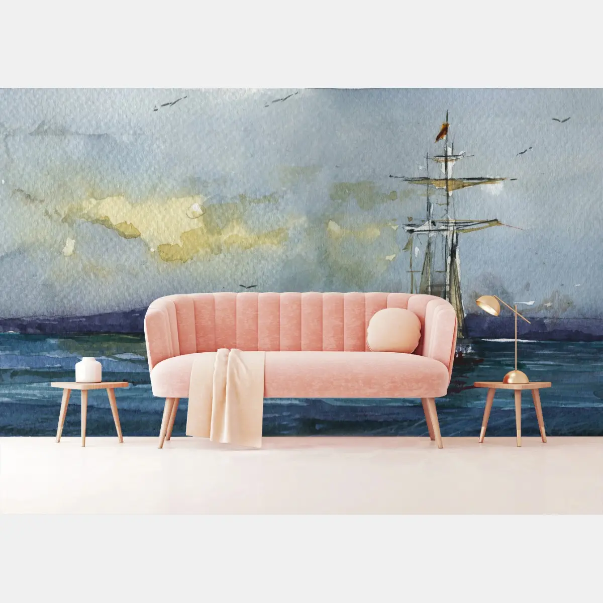 Fototapete segelschiff auf dem meer aquarell – Pixers®
