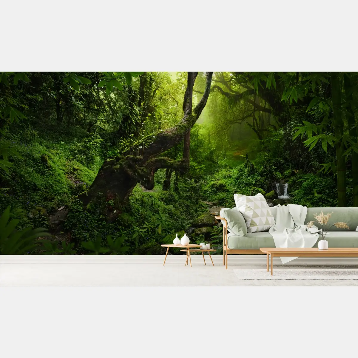 Fototapete verzauberter mooswald mit bach – Pixers®