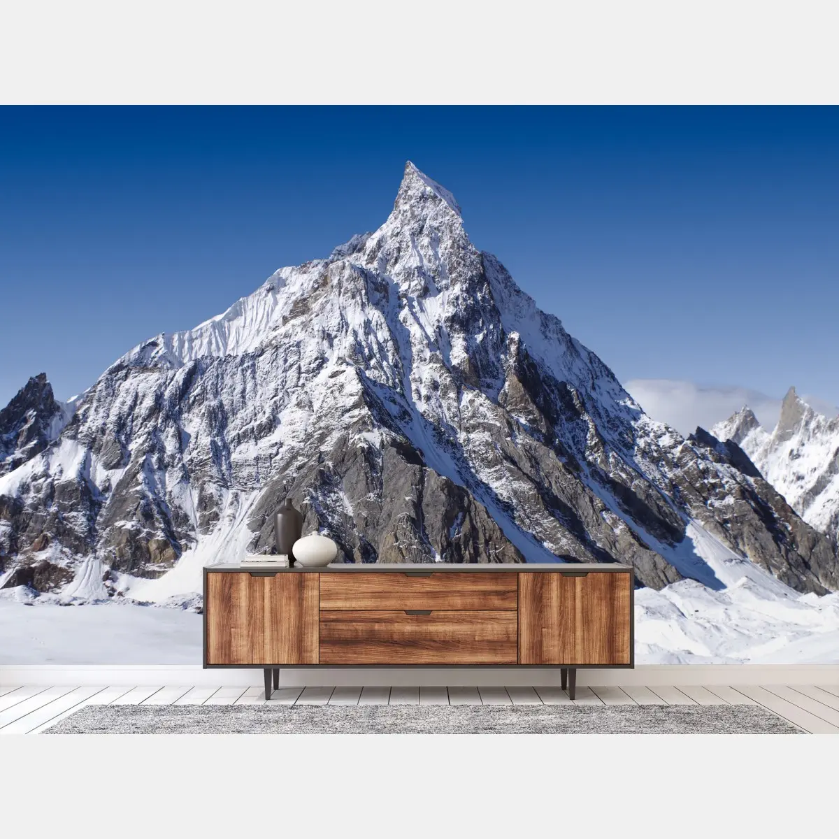 Fototapete majestätischer schneebedeckter berggipfel – Pixers®