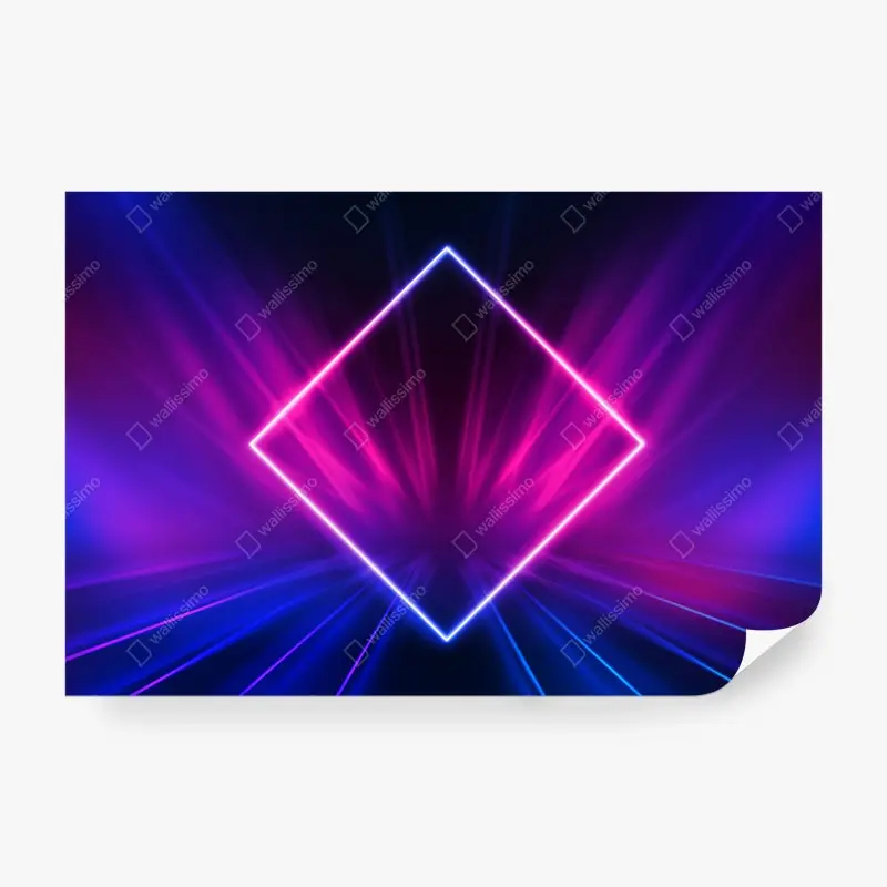 Fototapete neon diamant leuchten - abstrakte geometrische kunst