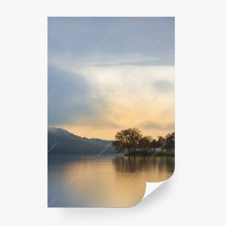 Fototapete nebliger sonnenaufgang über Coniston Water – Pixers®