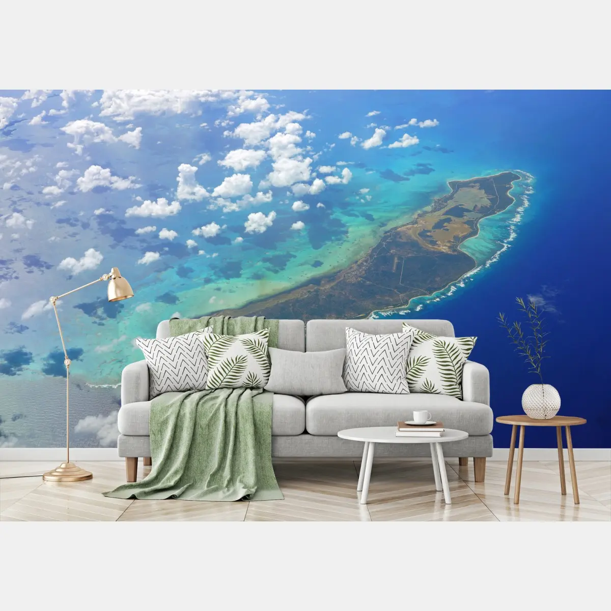 Fototapete luftaufnahme der Insel Anegada, Britische Jungferninseln – Pixers®
