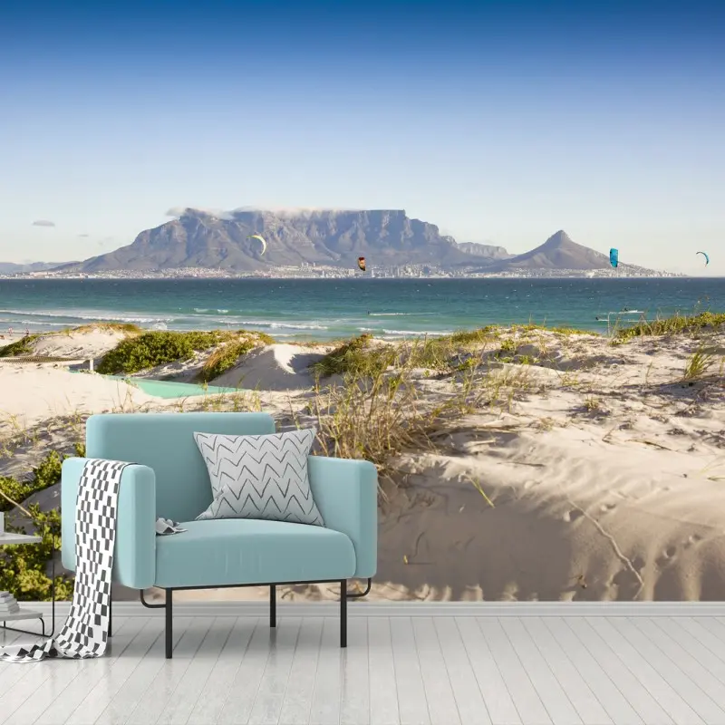Fototapete sonnige dünen vor dem Tafelberg