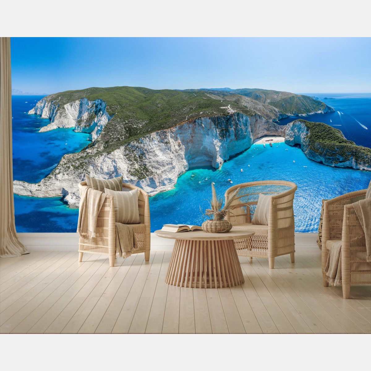 Fototapete panorama klippen und türkisfarbenes meer – Pixers®