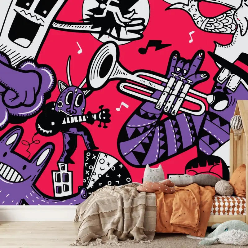 Fototapete bunte monsterband illustration