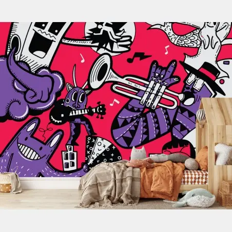Fototapete bunte monsterband illustration – Pixers®