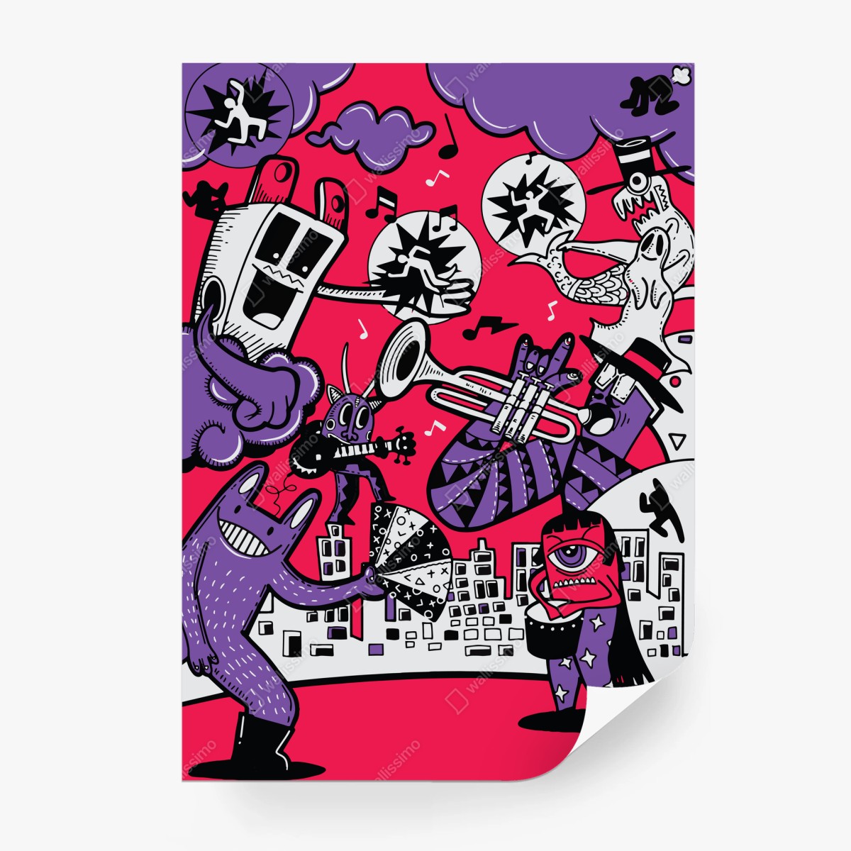 Fototapete bunte monsterband illustration – Pixers®