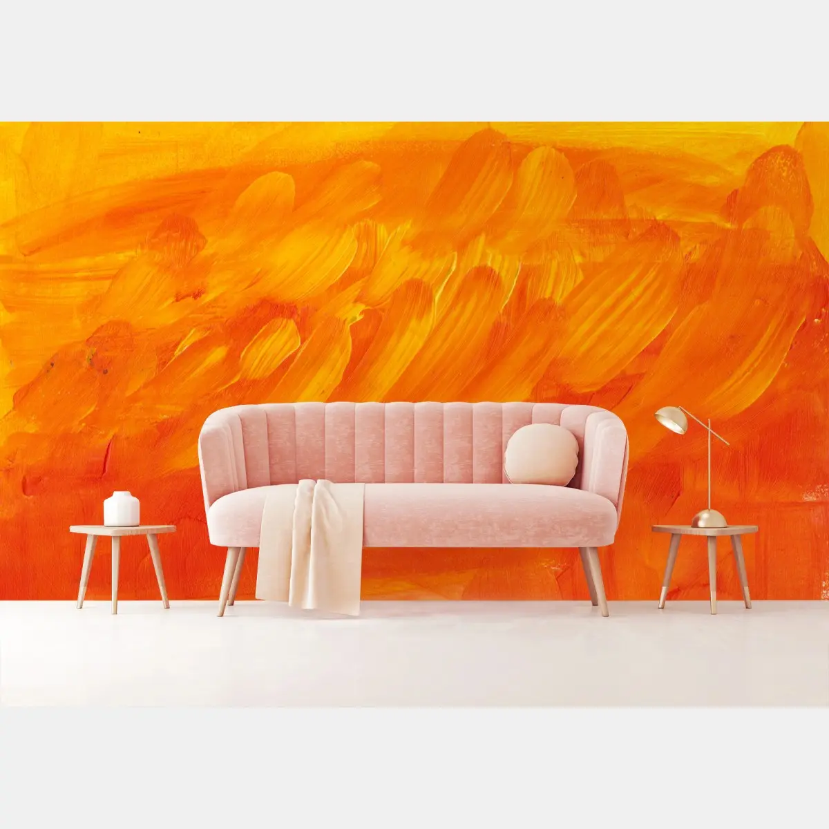 Fototapete warme orange abstrakte pinselstriche – Pixers®