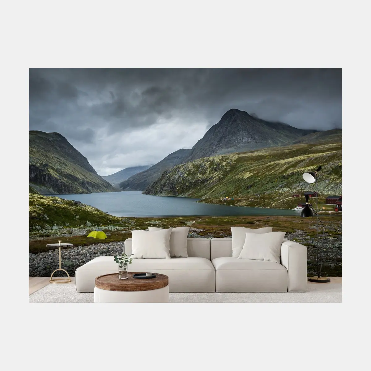 Fototapete Rondane bergsee unter düsterem himmel – Pixers®