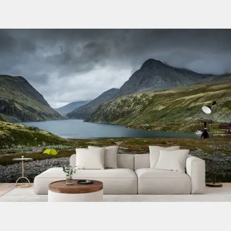 Fototapete Rondane bergsee unter düsterem himmel – Pixers®