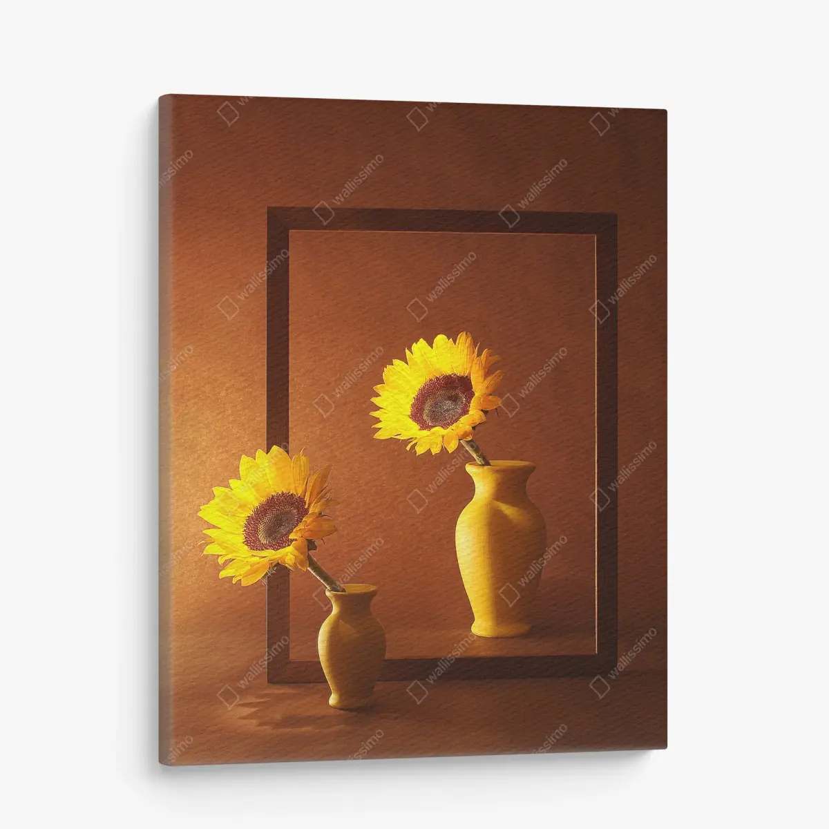 Leinwandbild stillleben mit sonnenblume in gelber vase – Pixers®