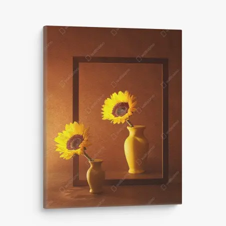 Leinwandbild stillleben mit sonnenblume in gelber vase – Pixers®
