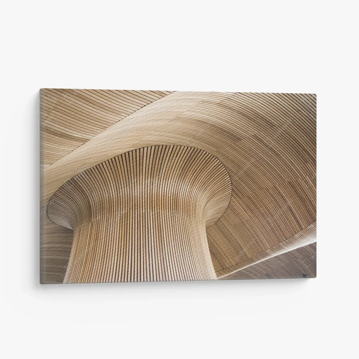 Leinwandbild skulpturale holzdecke mit wellenform – Pixers®