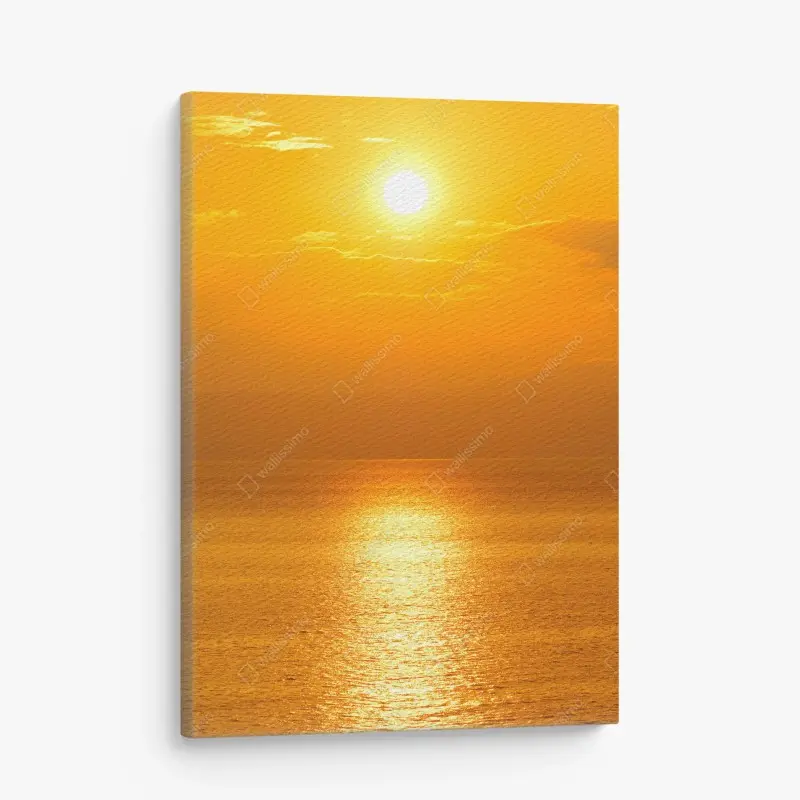 Leinwandbild goldener sonnenuntergang über dem meer