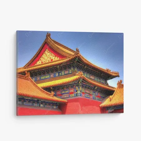 Leinwandbild lebendiger traditioneller chinesischer tempel – Pixers®