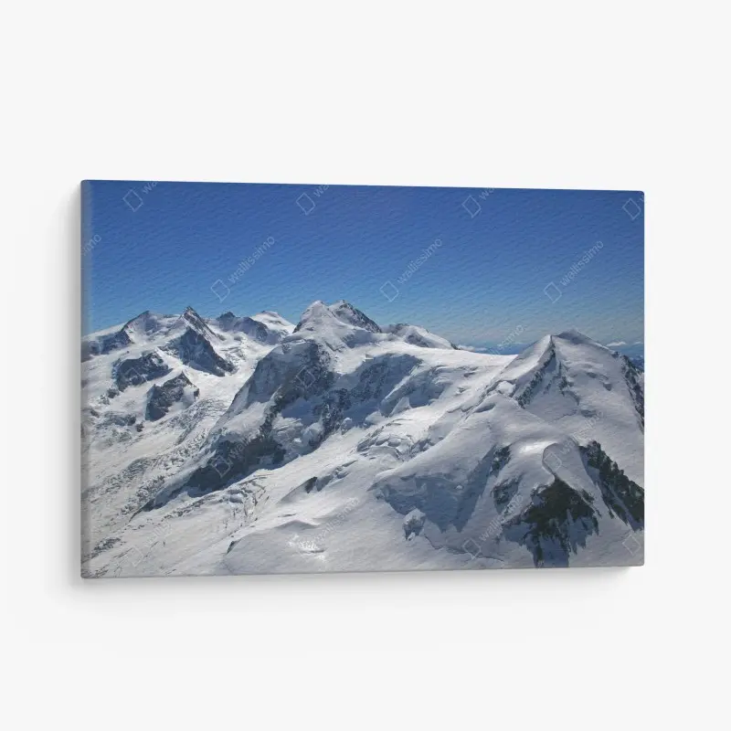 Leinwandbild schneebedeckte Alpenberge unter klarem blauem himmel