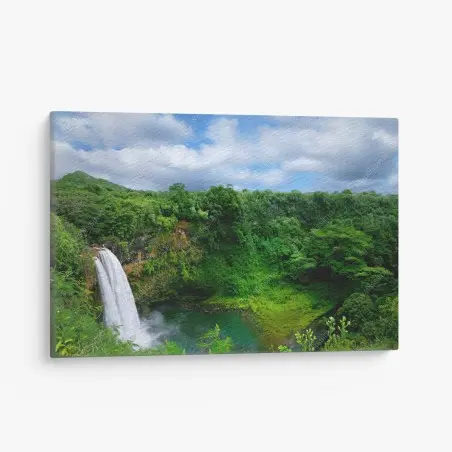 Leinwandbild üppiger wasserfall auf Hawaii – Pixers®