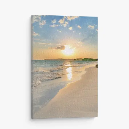 Leinwandbild sonnenbeschienener strand bei sonnenuntergang – Pixers®