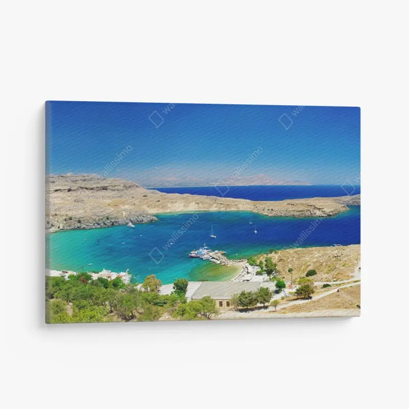 Leinwandbild panoramablick auf die türkisfarbene bucht